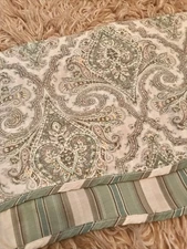Waverly Home Wavy Pleated Valance 51”x17”” Striped Sage Green Paisley Medallions