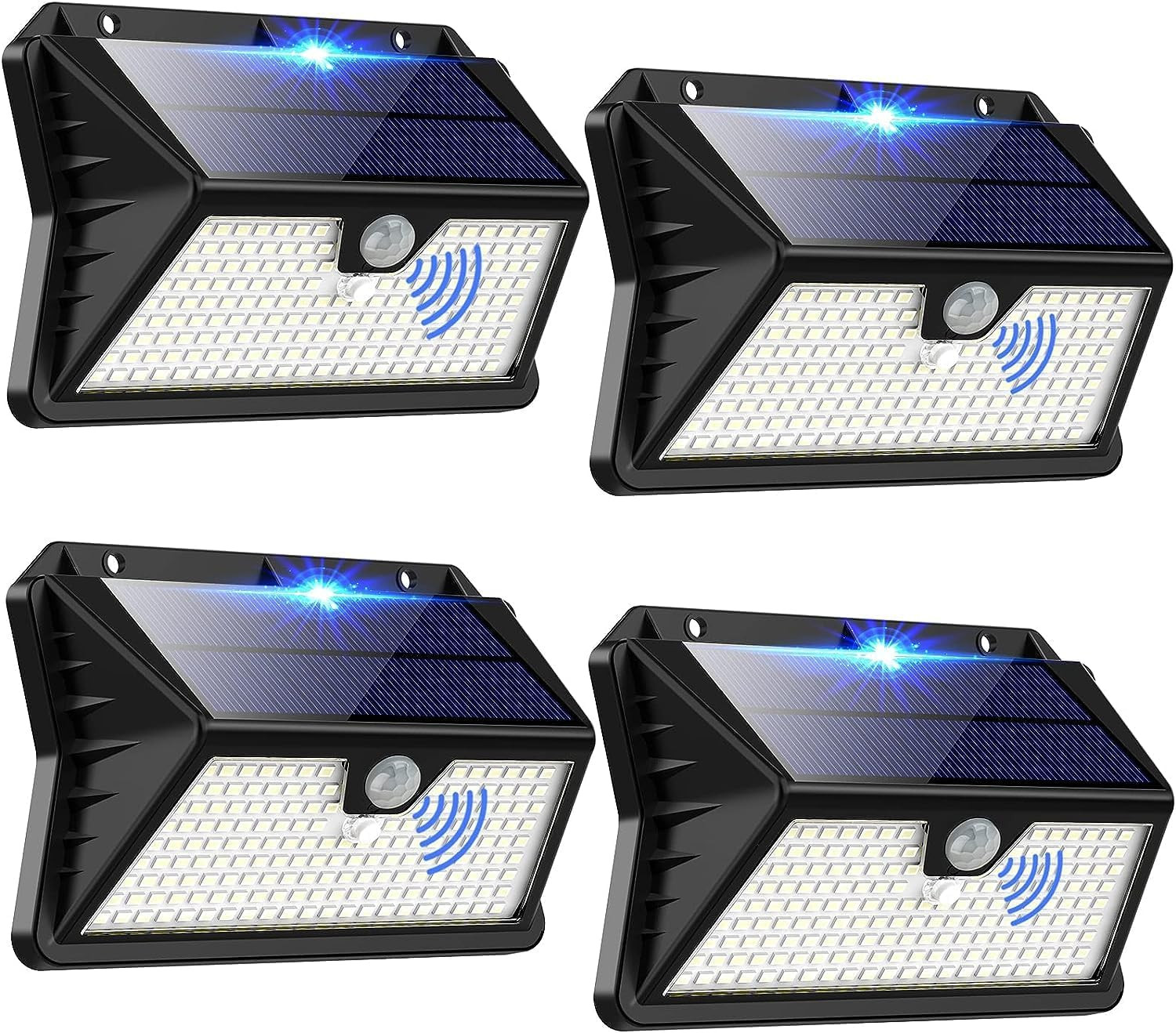 Kit 4 Luci Solari LED Esterno 185 LED - Risparmio Bolletta e Luce Potente