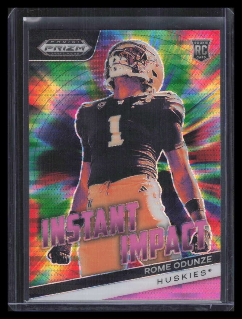 2024 Panini Prizm Draft Instant Impact Neon Pink Pulsar Rome Odunze Rookie 1/15