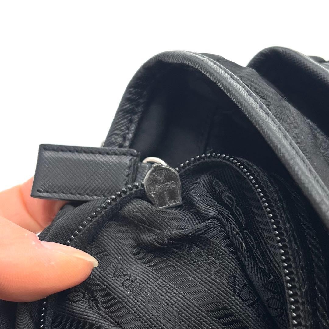 PRADA Shoulder Messenger Bag Tessuto Saffiano Black A4 Storage thumbnail 16