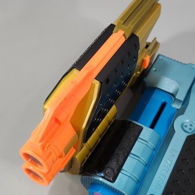Nerf Tiger Lazer Tag Phoenix LTX Shotgun Attachments Blue and Gold