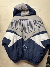 Vintage 90's Dallas Cowboys Pro Player Puffer Jacket Size Large NFL Full Zip Up