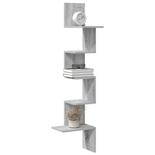 Eckregal Wandregal Grau Sonoma Holzwerkstoff 32X32X127,5 Cm-image