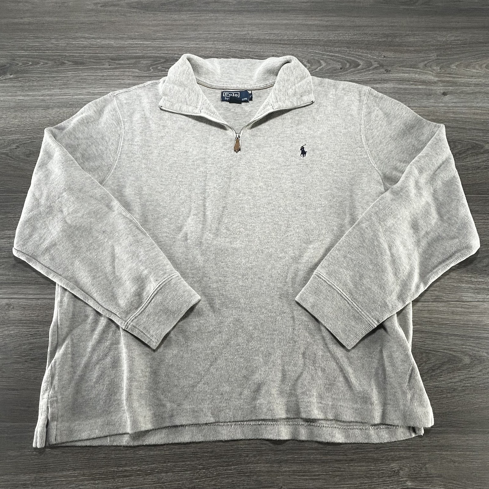 Vintage Polo Ralph Lauren 1/4 Zip Pullover Mens XL Gray Old Money Sweater 90s