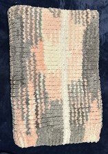 Homemade Knit Baby Blanket- Pink, White, And Gray