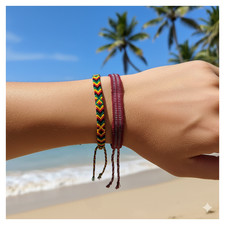 2 Rasta Friendship Bracelet Set Jamaican Regg...