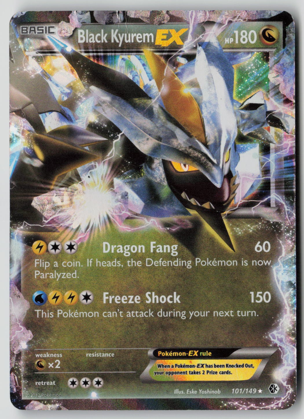 Black Kyurem EX 101/149 Holo EX Rare Boundaries Crossed Pokemon DMG