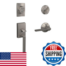 Schlage Century Single Cylinder Handleset And Latitude Lever Satin Nickel F60