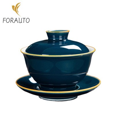 Ceramic Japanese dark blue glaze gaiwan 160ml 5.4oz retro kung fu tea set