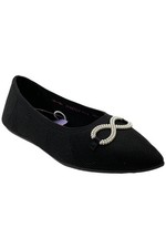 Skechers Cleo Point Recycled Knit Pearl Bow Skimmers Black