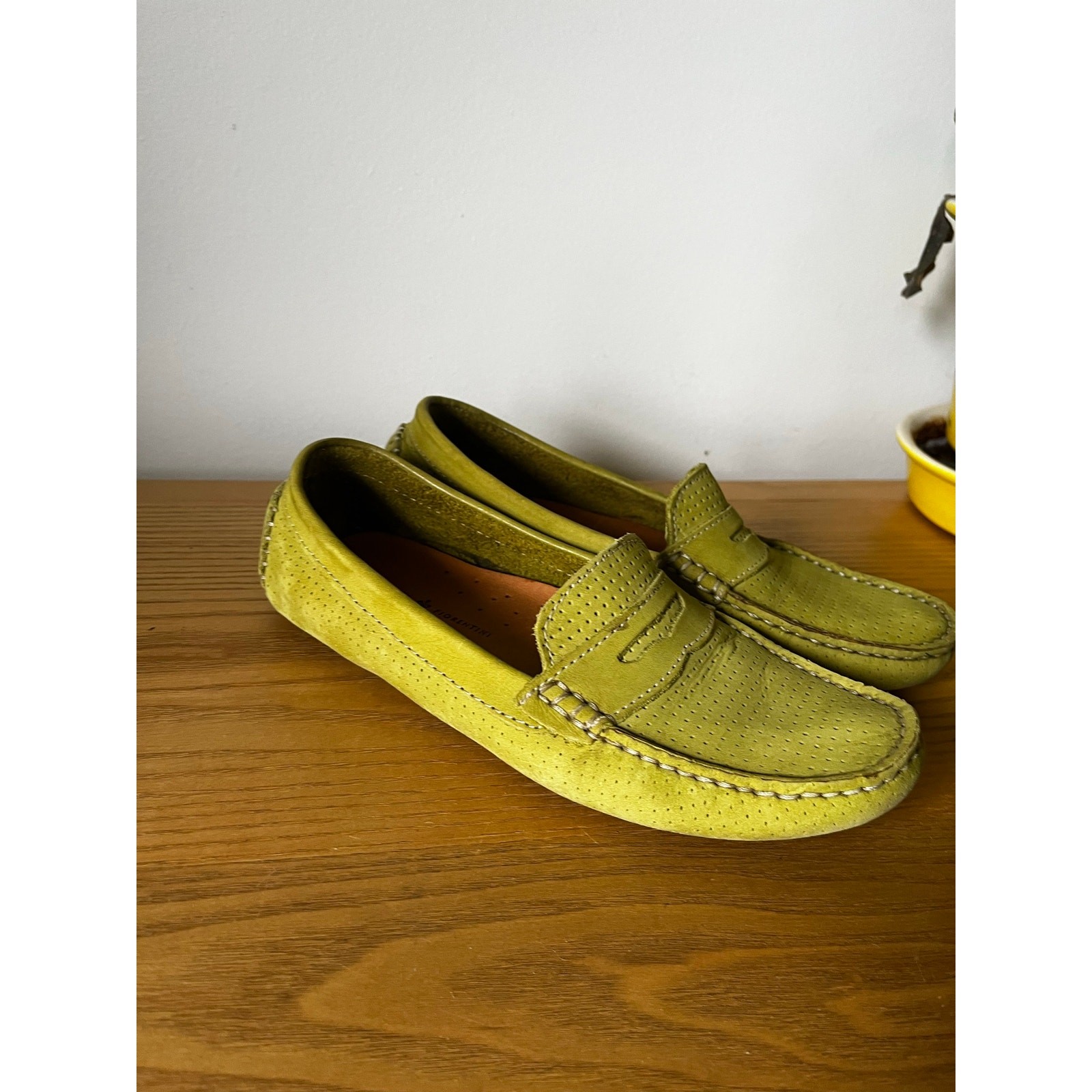 Mercanti Fiorentini Women's Driving Loafers Size 7 B Chartreuse Green Moccasins