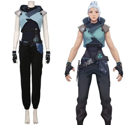 Game Valorant Jett Cosplay Costume Halloween Jumpsuit Outfit Uniform Top Pants