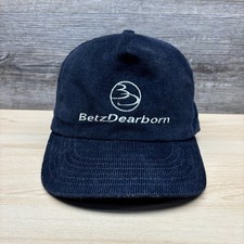 Vintage BetzDearborn Hat Cap Snap Back Blue Corduroy USA Made Advertising 90s