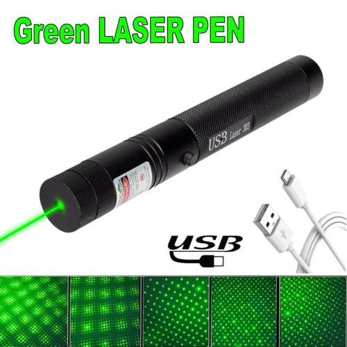 Strong Green Laser Penlight 532nm Adjustable Beam Light USB Rechargeable W/ Caps - Picture 6 of 18