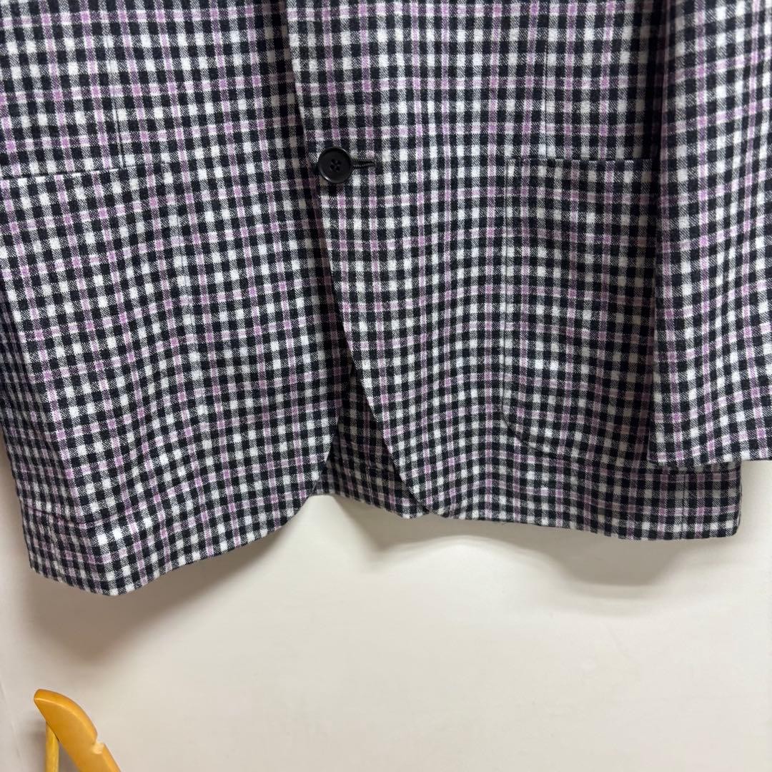 RING JACKET Navy Check Pattern Tailored Jacket - image 4