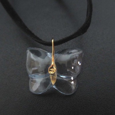 Baccarat クリスタル タッセルネックレス Baccarat Crystal Butterfly Choker Necklace in 750 K18 Light Blue