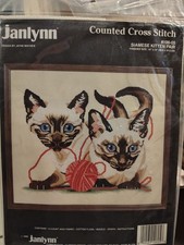 Janlynn Siamese Kitten Pair Counted Cross Stitch Kit 106-05 NOS VTG -1990