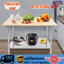 Oak Wood Top Work Table Workbench Work Table with Undershelf 500kg Load Capacity