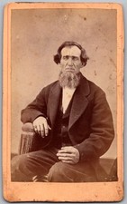 Antique CDV Circa 1870s Bearded Man In Suit Unmarked
