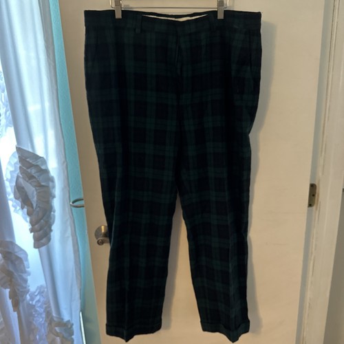 Pendleton, Vtg Pendleton 1960s Green Black Tartan Plaid 100% Virgin Wool Pants Mens 40 X 29