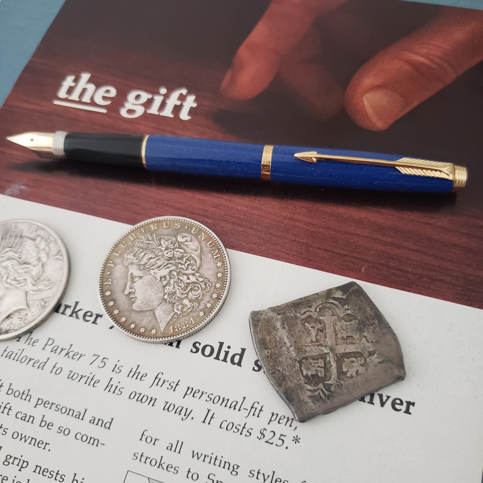 80's First Parker 75 with Lapis Lazuli & Gold Trim and 14k Golf XF Nib New