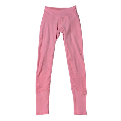 Alo Yoga Pink High Waisted Leggings XXS Ribbed Hem Athleisure