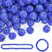 Rhinestone Clay Beads 200pcs 10mm Round Disco Ball Dark Blue DIY Jewelry