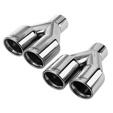 2pcs Dual Exhaust Tips 2.25 Inlet 3 Outlet Universal Car Truck 304