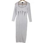 KAREN MILLEN Petite XS Bandage Long Sleeve White Midaxi Dress KN3