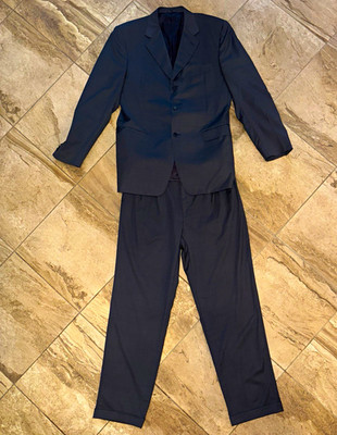 Canali Men's Blue Solid Wool 2-Piece Suit XL Regular 3-Button Notch