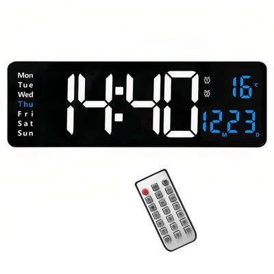 LED Digitale Wanduhr, 16 Zoll Großes Display mit Count Up Countdown Temperatu...