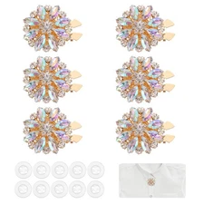 6 Pcs Rhinestone Button Covers, Marquise Buttons, AB Iridescent/Gold