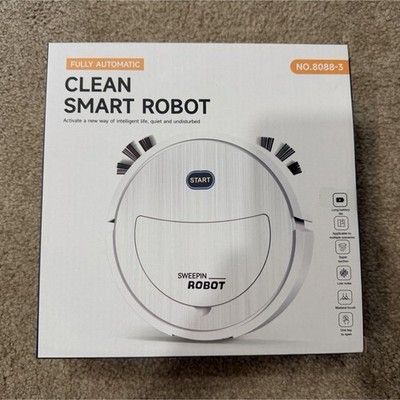 Clean Smart Robot Robotic Vacuum 8088-3 White Bagless Cordless Low Noise