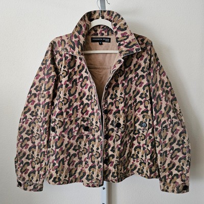 VERONICA BEARD Mercer Leopard Print Beige Khaki Button Jacket Sz L