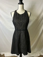 BCBG MAXAZRIA GIULIANA  Tulip Black Cocktail Party Dress Zip Up Eyelet Sz 06