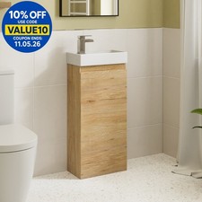 Image of 400mm Bathroom Vanity Unit Ceramic Basin Furniture Floorstanding Soft Close Oak