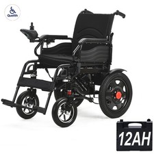 Quelith Electric Wheelchair 12AH Battery Foldable Power Chair with Joystick