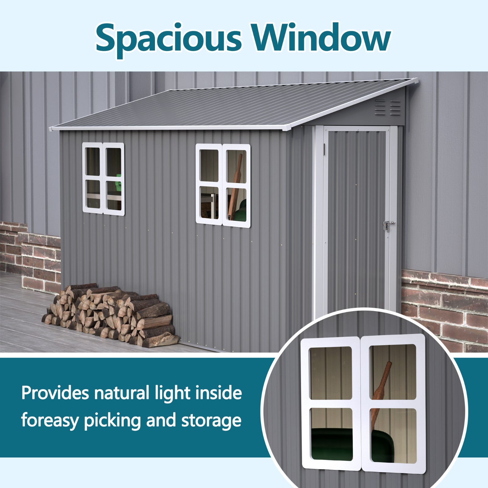 4'x10' Metal Outdoor Storage Shed Large Garden Tool Shed w/Floor Kit & 2 Windows