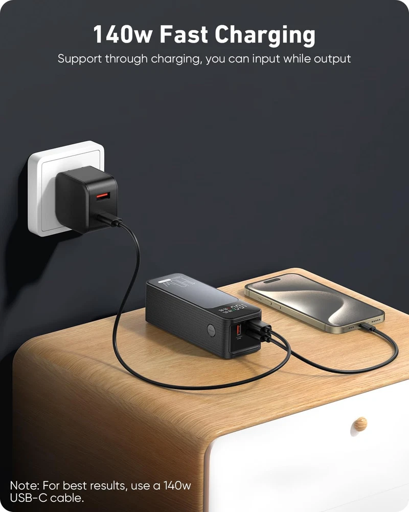 27000mAh 140W USB C Power Bank for Laptop Fast Charging PD QC3 Portable Charger 27000mAh 140W USB C Power Bank for Laptop Fast Charging PD QC3 Portable Charger