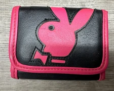 Playboy Mens Trifold Wallet Black and Pink