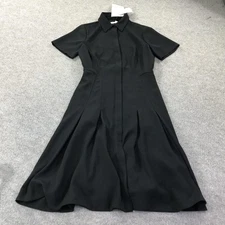 Brooks Brothers Shirt Dress Womens Small Black Fit Flare Short Sleeve Button