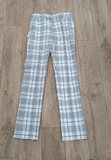 $1450 Mens THOM BROWNE Plaid Flat Front Wool Pants Gray 2 - Medium