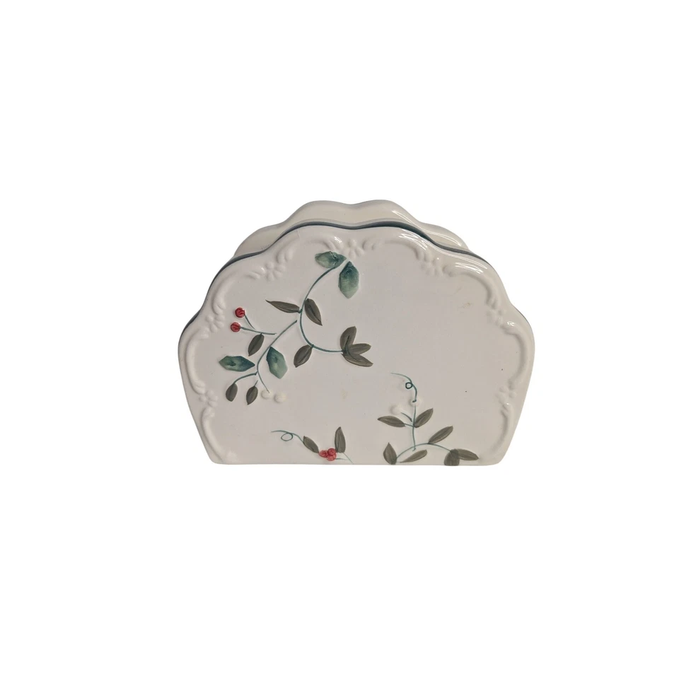 Servilletero Pfaltzgraff Winterberry Cerámica Diseño Floral Decoración Vacacional Foto 3 de 4