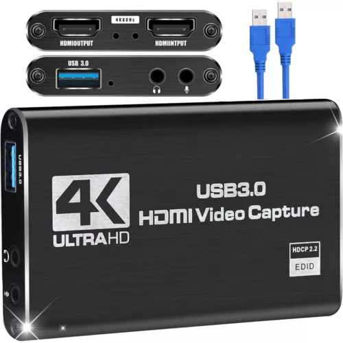 USB 3.0 4K Video Capture Card HDMI Loop-Out Adapter für PS5/Switch/Kamera/PC/OBS - Bild 11 von 13