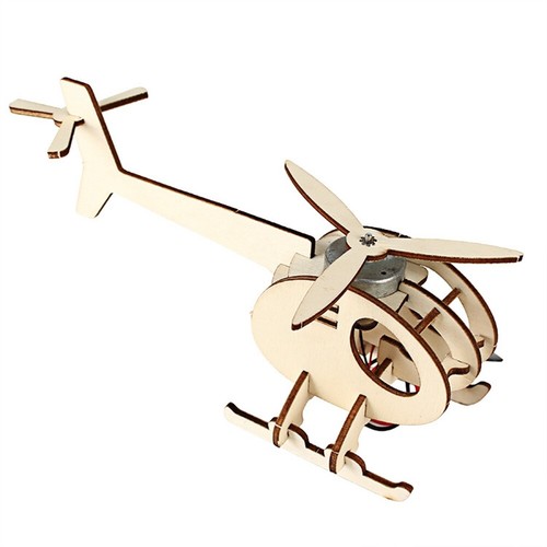 Assemble Solar Energy Powered Aircraft Solar Powered Plane Toy Wooden Helicopter - Picture 8 of 9