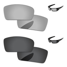 Lenslog Black  Chrome Mirror Polarized Replacement Lenses For-Oakley Gascan
