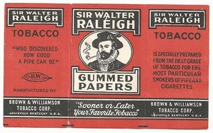 1930 S Sir Walter Raleigh Cigarette Papers Label Louisville Ky Ebay