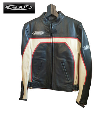 Skin3 custom leather biker jacket mod. 6 Underground, Black, White and Red Size M