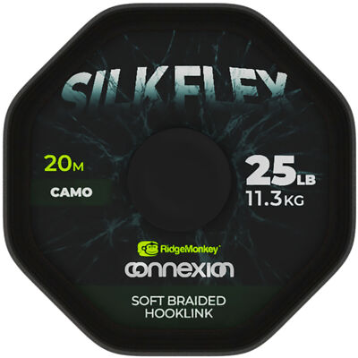 (0,65 /1m) RidgeMonkey Vorfachmaterial für Karpfen, 25lb SilkFlex Soft Braid