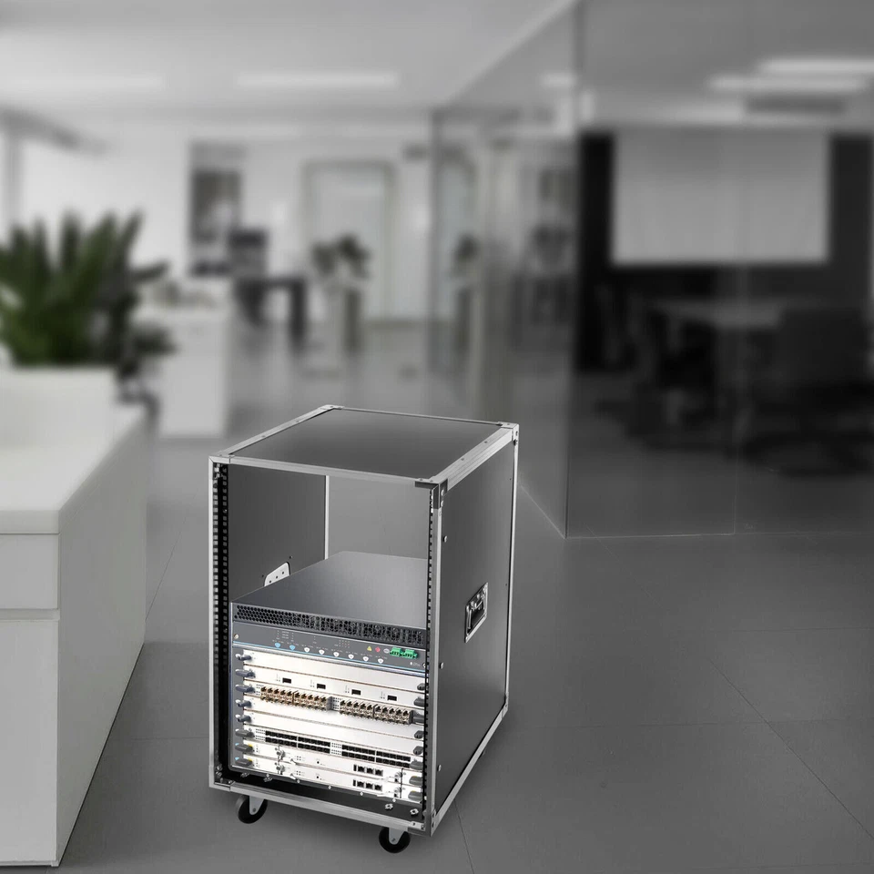 19 Inch 16U 4 Post Server Rack Open Frame Rolling Network Data Rack w/ Casters - Image 4 of 4